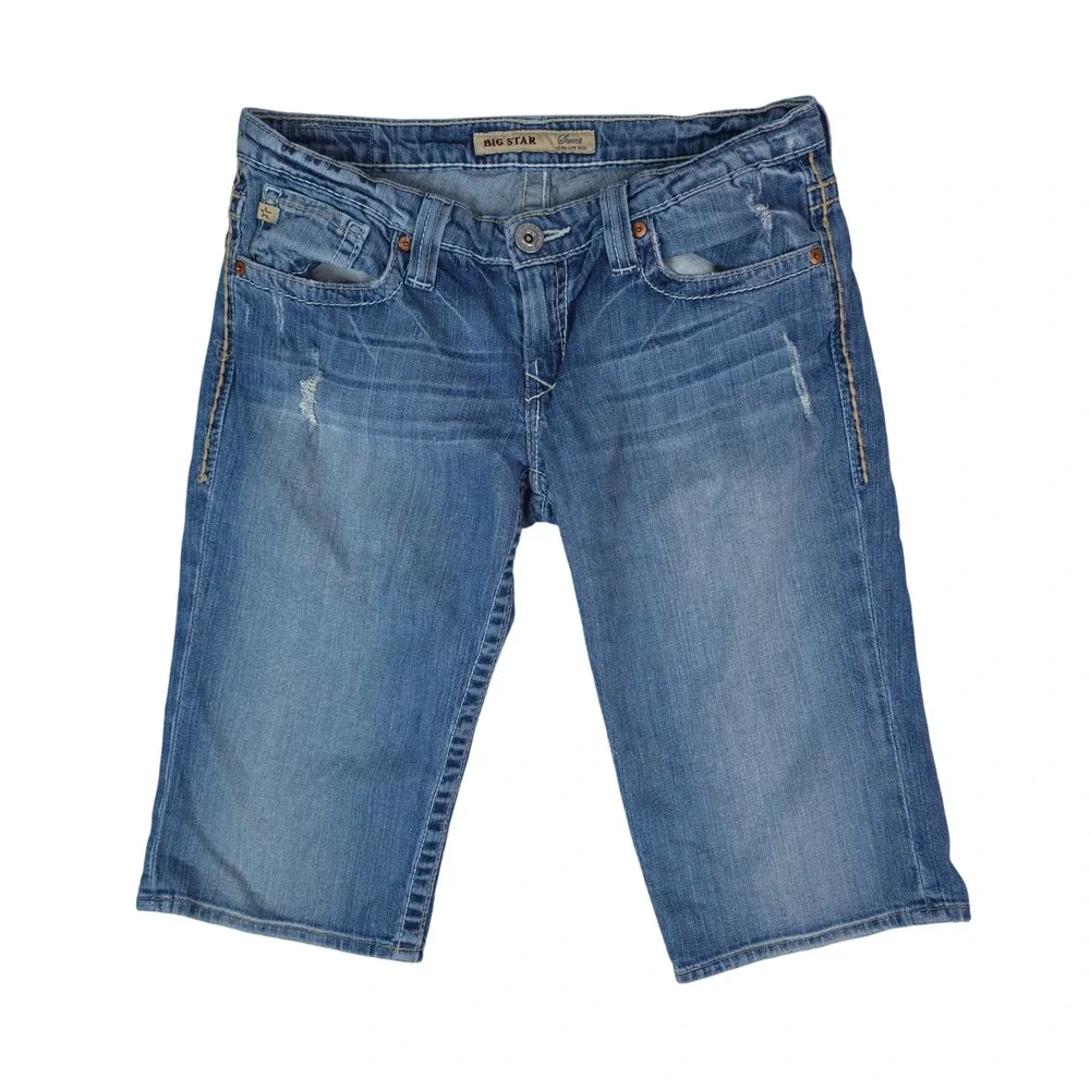 Big Star Bermuda Shorts Women 30 (32x15.5) Distressed Sweet Ultra Low‎ Rise Y2K